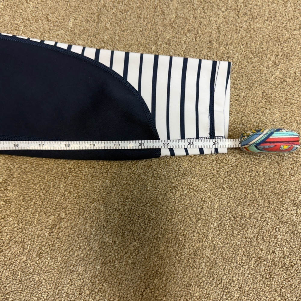 Apana: Womens Navy Blue/White Print/Stripe Athletic Yoga Leggings, XS - Picture 8 of 9